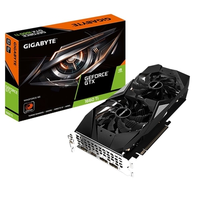 GIGABYTE GeForce GTX1660Ti WINDFORCE 6G GPU z kartą graficzną 2 x 100 mm Unique Blade Fans (GV-N166TWF2-6GD)